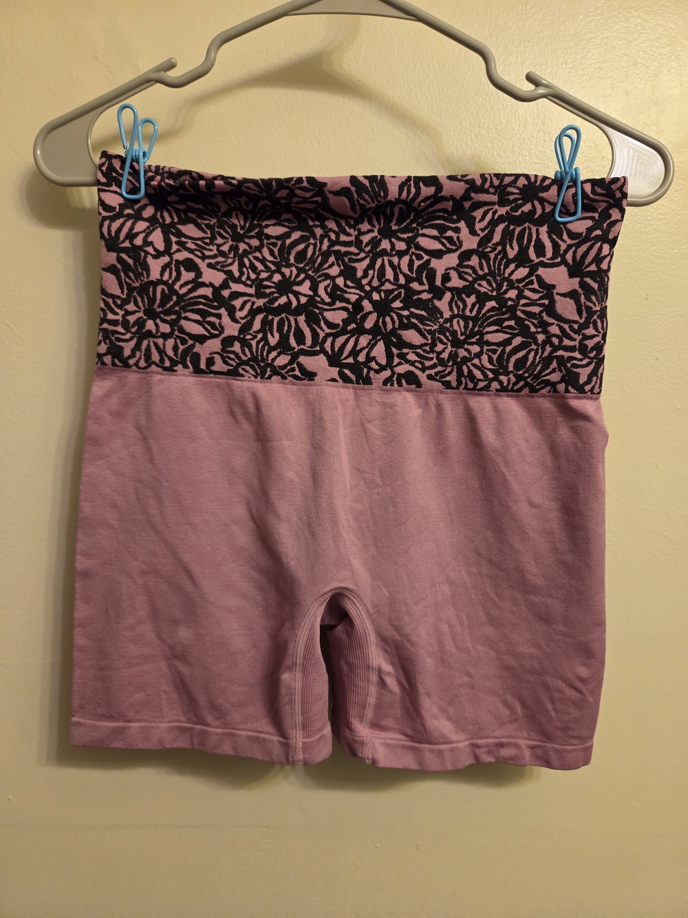 Jockey Life Floral Waist Seamless Bike Shorts Yoga Workout Athleisure Mauve L
